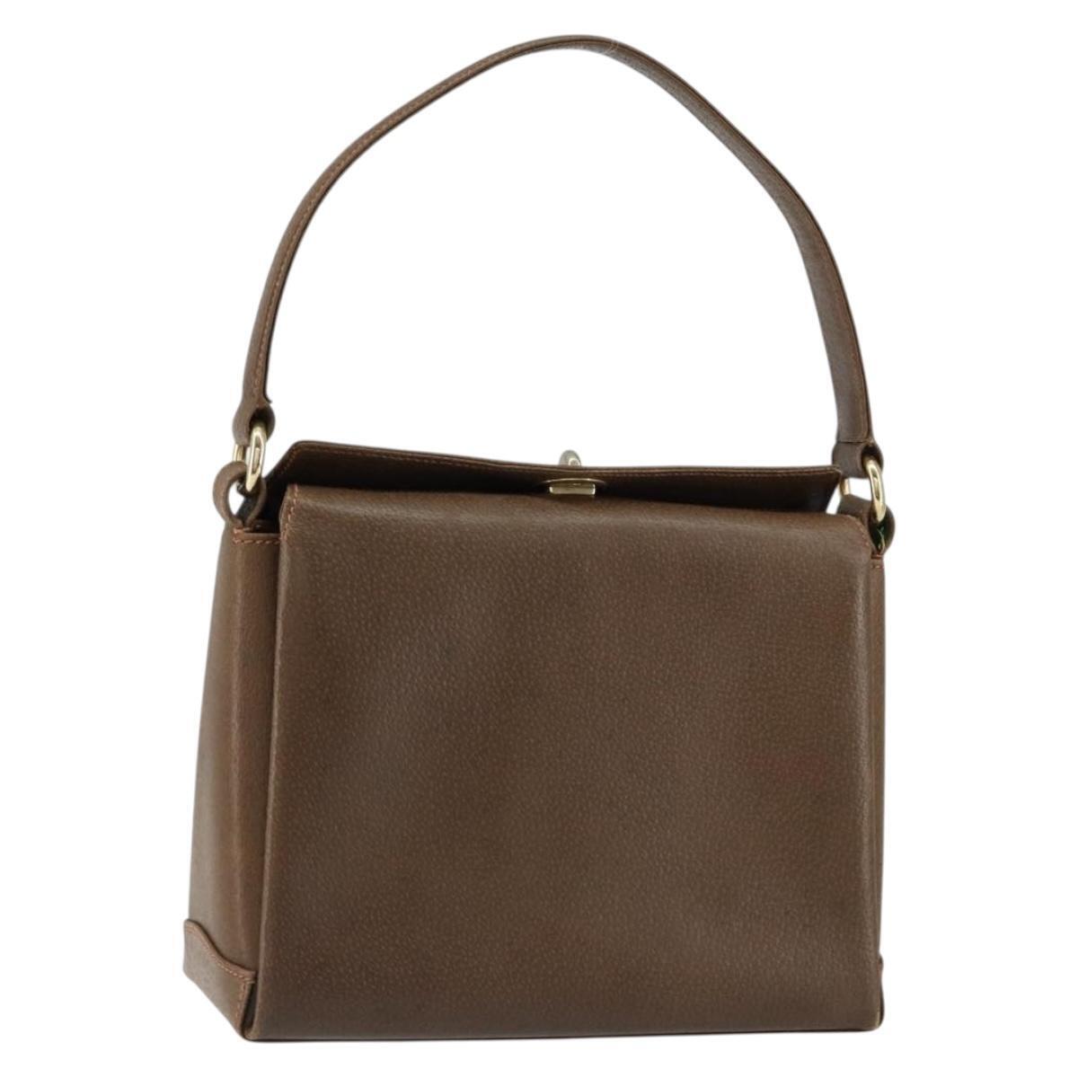 Gucci Shoulder Bag Leather Brown Gold Auth Ep12021